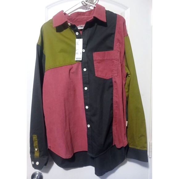Urban Outfitters Other - Urban Outfitters Colorblock Patchwork Button Up Shirt 90s Vintage Style M -NWT